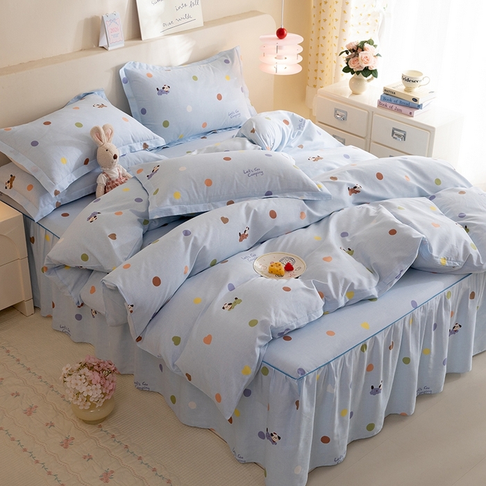 91家纺网 家纺一手货源 找家纺 八十八家纺 2025新款全棉12868床裙款四件套 布丁