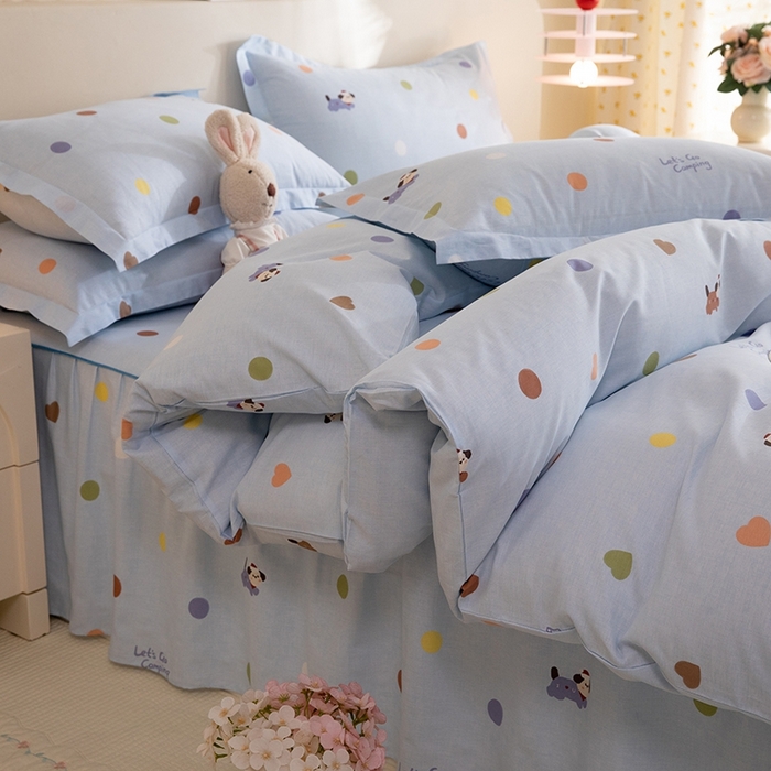 91家纺网 家纺一手货源 找家纺 八十八家纺 2025新款全棉12868床裙款四件套 布丁