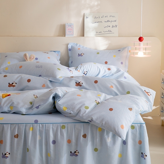 91家纺网 家纺一手货源 找家纺 八十八家纺 2025新款全棉12868床裙款四件套 布丁