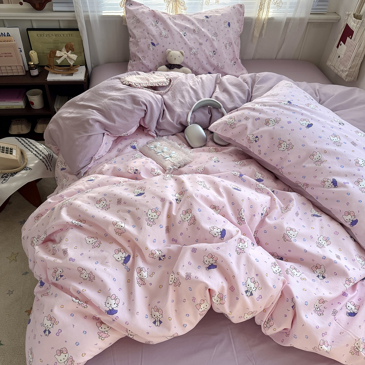 91家纺网 家纺一手货源 找家纺 原素 2026新款小清新水洗双层纱四件套 芭蕾kt