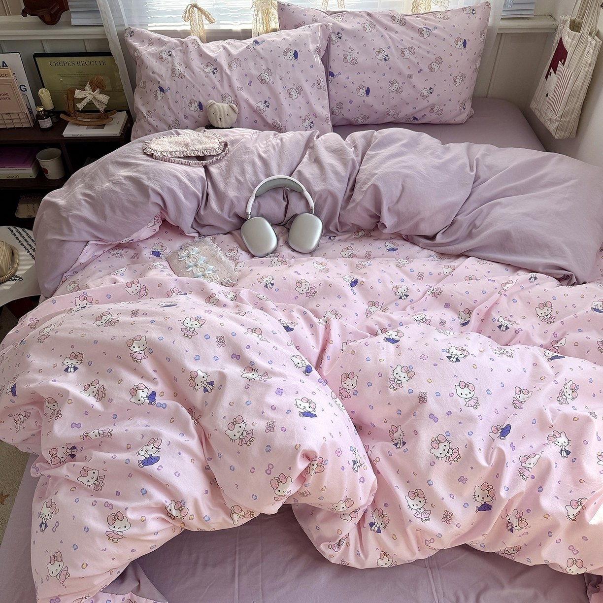 91家纺网 家纺一手货源 找家纺 原素 2026新款小清新水洗双层纱四件套 芭蕾kt