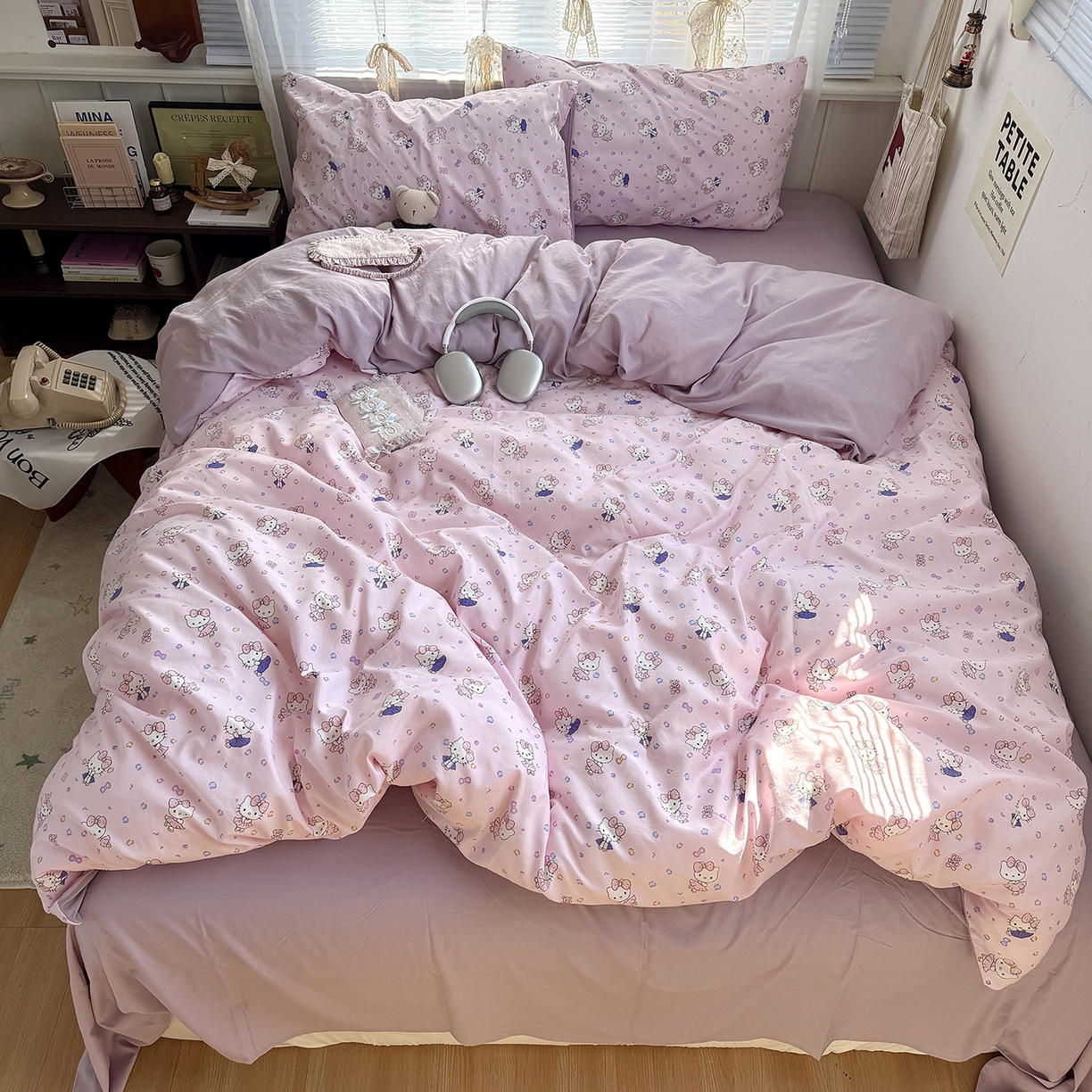 91家纺网 家纺一手货源 找家纺 原素 2026新款小清新水洗双层纱四件套 芭蕾kt