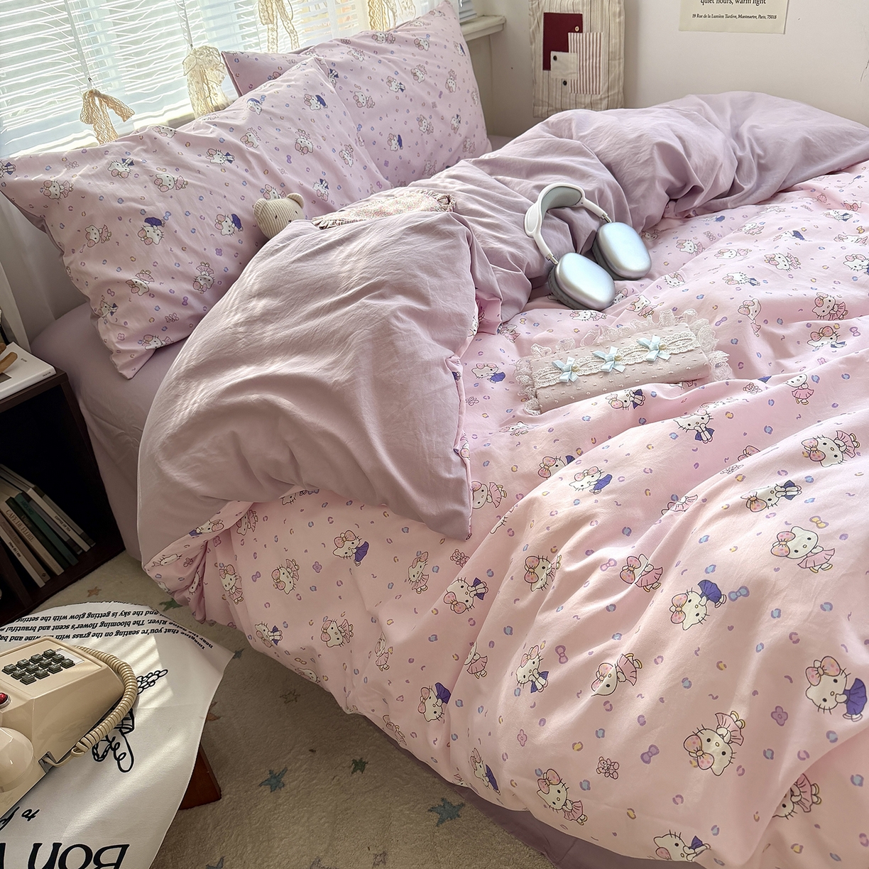 91家纺网 家纺一手货源 找家纺 原素 2026新款小清新水洗双层纱四件套 芭蕾kt