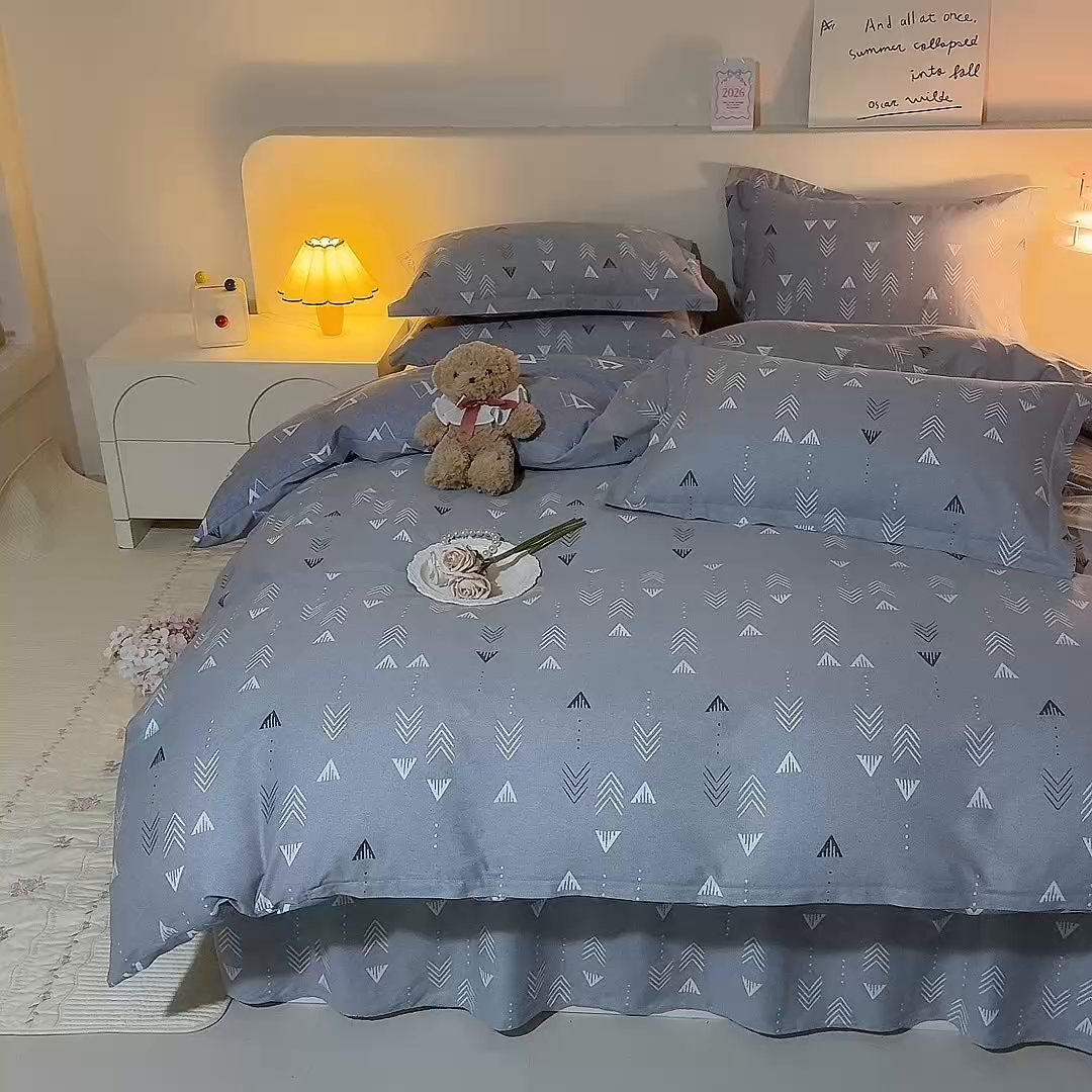 91家纺网 家纺一手货源 找家纺 八十八家纺 2025新款全棉12868床裙款四件套 繁星