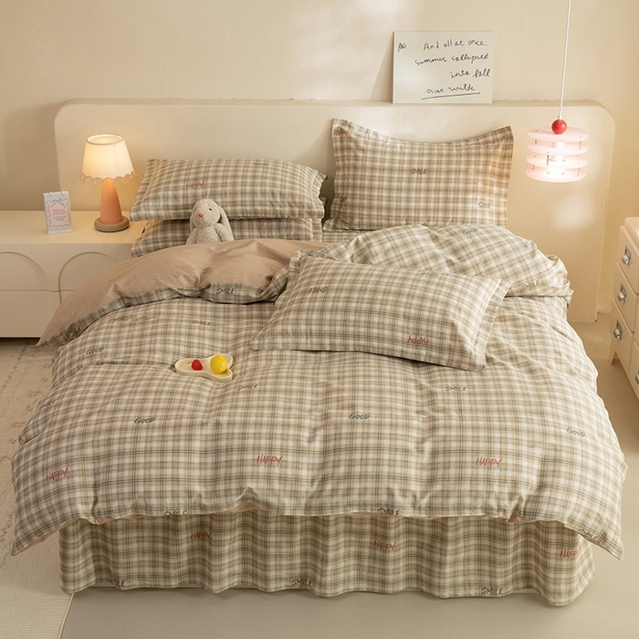 八十八家纺 2025新款全棉12868床裙款四件套 海风苏打