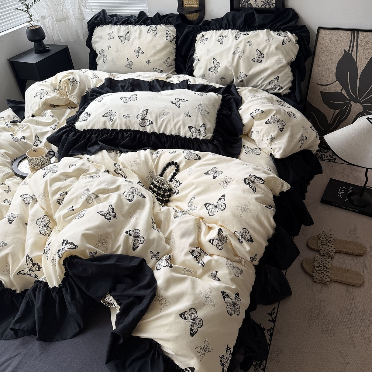 91家纺网 家纺一手货源 找家纺 （总）原素 2026新款大黑边水洗棉四件套-安娜系列