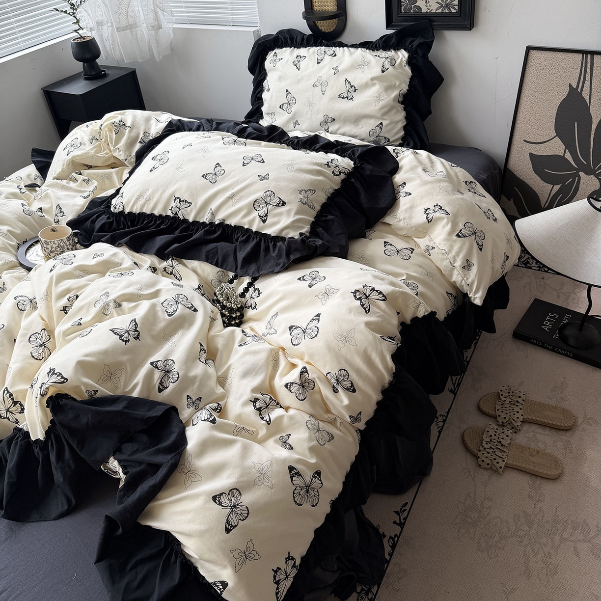 91家纺网 家纺一手货源 找家纺 （总）原素 2026新款大黑边水洗棉四件套-安娜系列