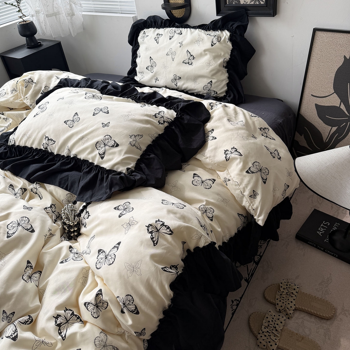 91家纺网 家纺一手货源 找家纺 （总）原素 2026新款大黑边水洗棉四件套-安娜系列