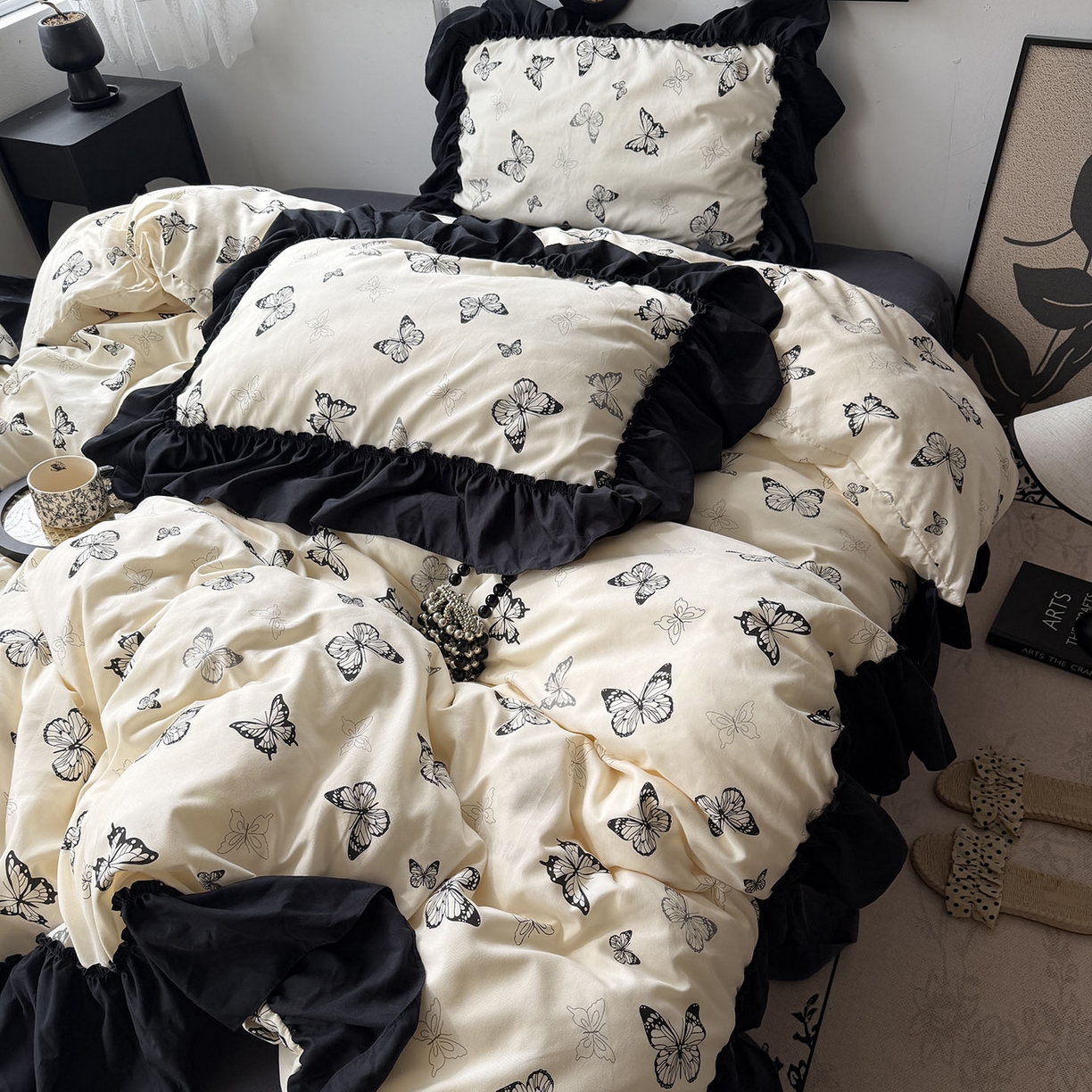 91家纺网 家纺一手货源 找家纺 （总）原素 2026新款大黑边水洗棉四件套-安娜系列