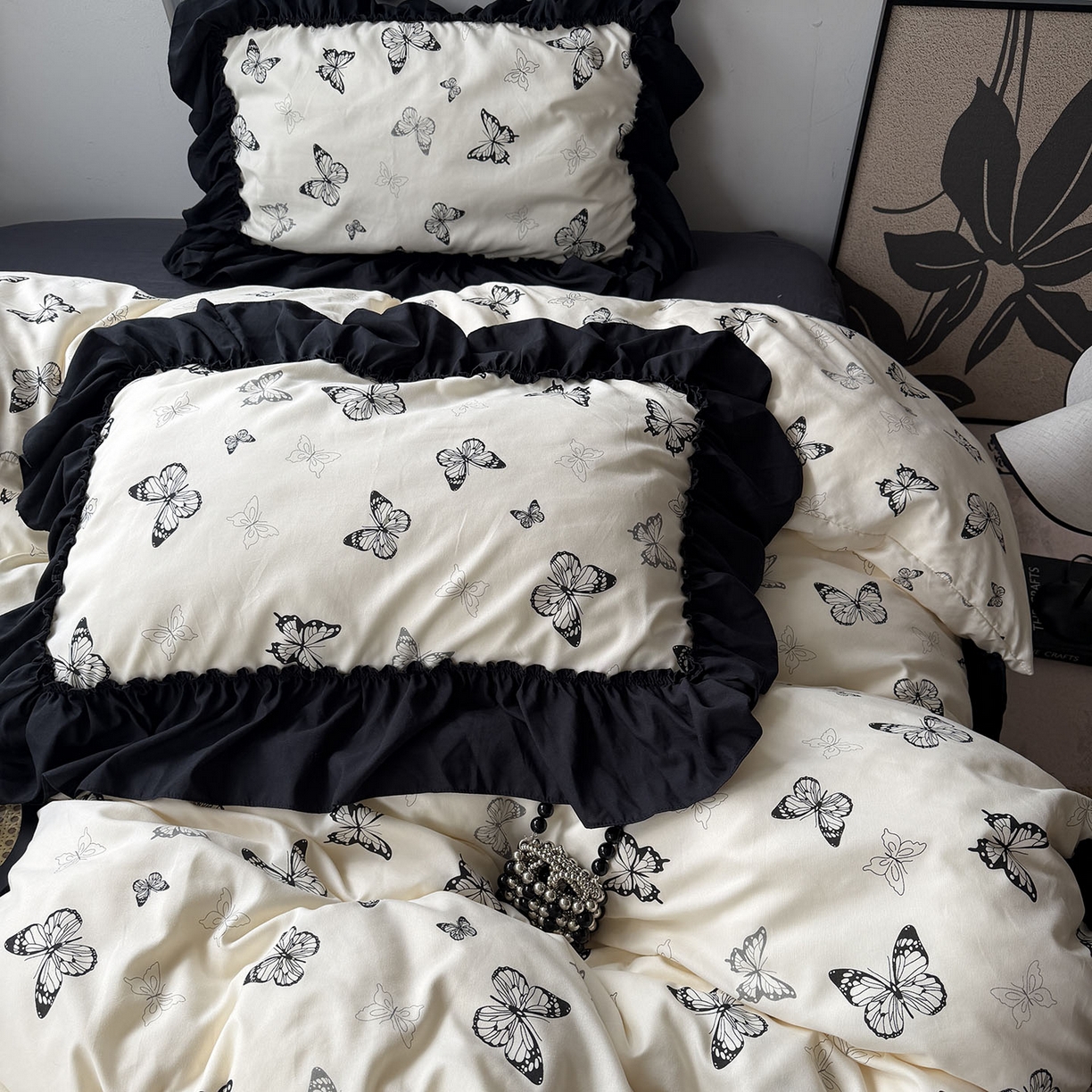 91家纺网 家纺一手货源 找家纺 （总）原素 2026新款大黑边水洗棉四件套-安娜系列