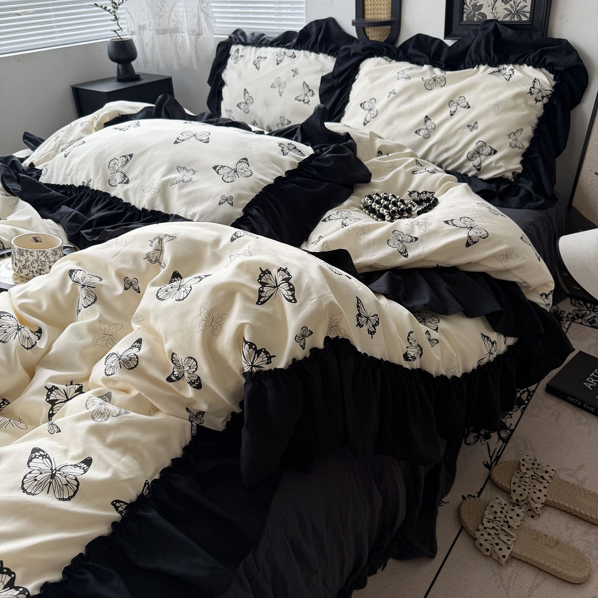 91家纺网 家纺一手货源 找家纺 （总）原素 2026新款大黑边水洗棉四件套-安娜系列