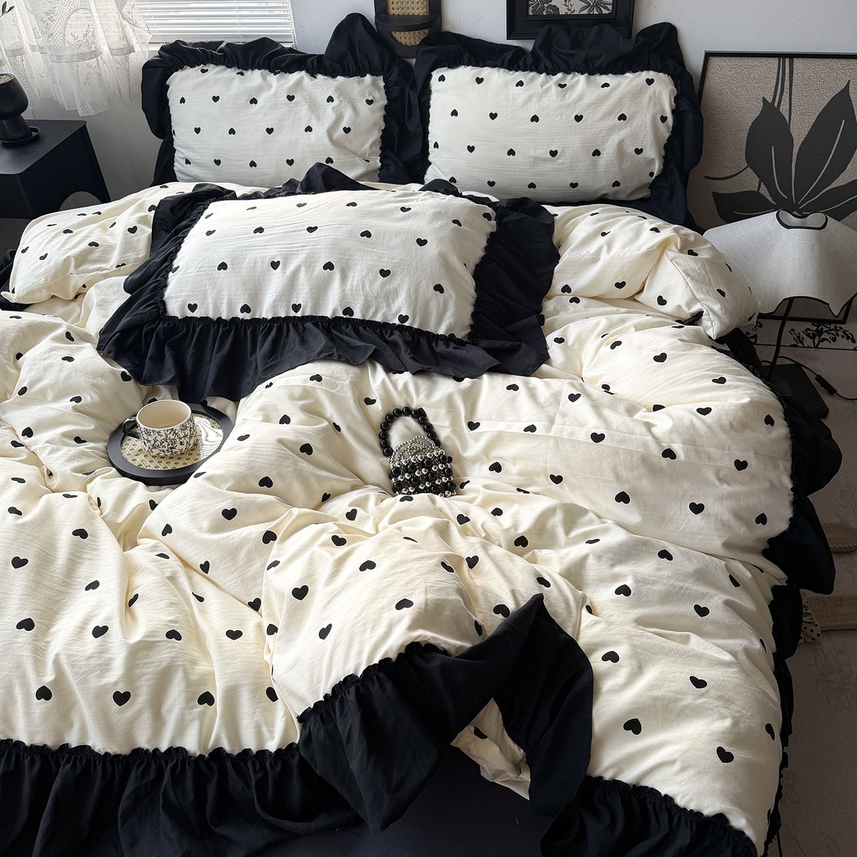 91家纺网 家纺一手货源 找家纺 （总）原素 2026新款大黑边水洗棉四件套-安娜系列