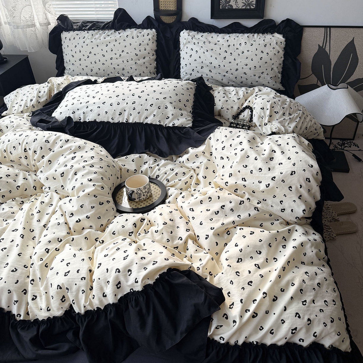 91家纺网 家纺一手货源 找家纺 （总）原素 2026新款大黑边水洗棉四件套-安娜系列