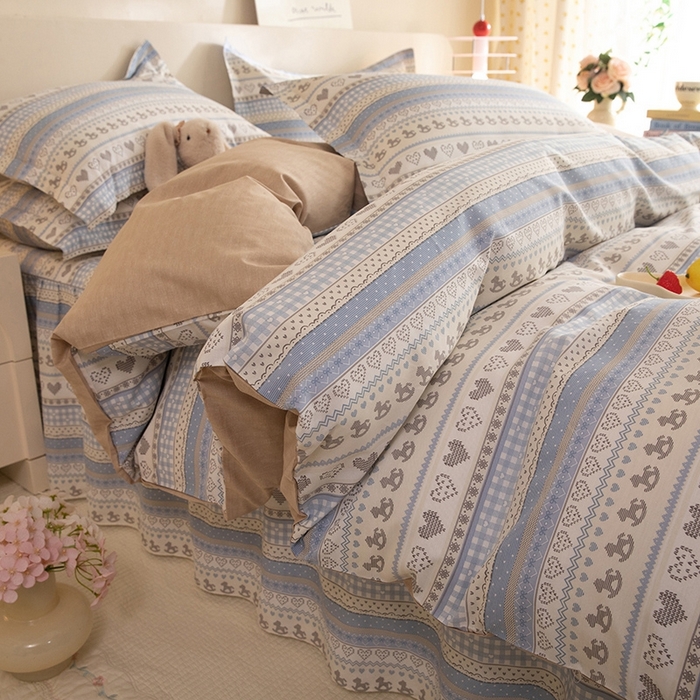 91家纺网 家纺一手货源 找家纺 八十八家纺 2025新款全棉12868床裙款四件套 心软曲奇