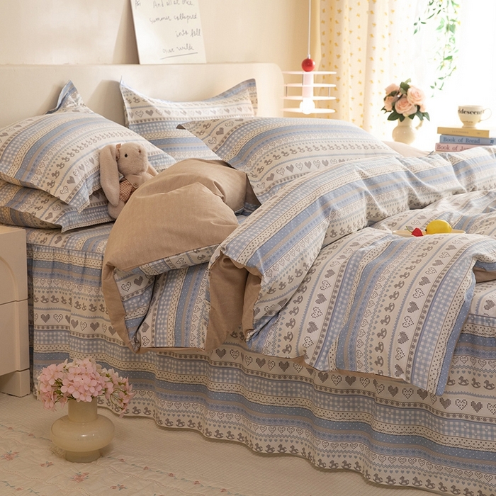 91家纺网 家纺一手货源 找家纺 八十八家纺 2025新款全棉12868床裙款四件套 心软曲奇