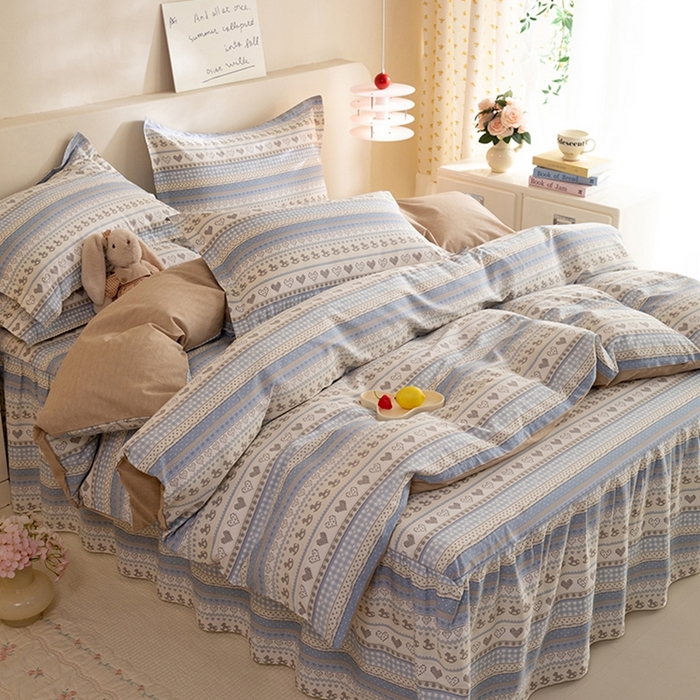 91家纺网 家纺一手货源 找家纺 八十八家纺 2025新款全棉12868床裙款四件套 心软曲奇