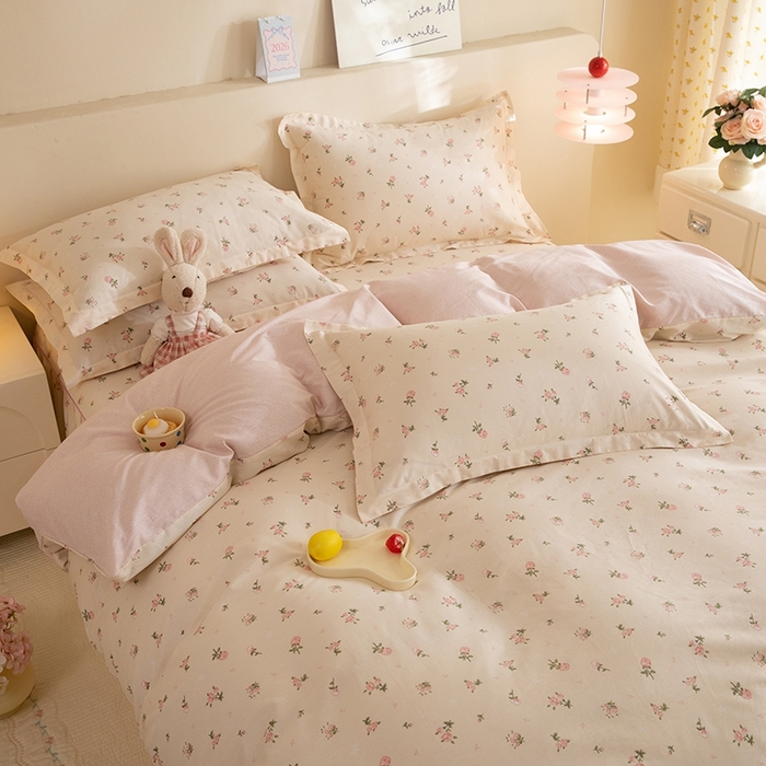 91家纺网 家纺一手货源 找家纺 八十八家纺 2025新款全棉12868床裙款四件套 语末花开