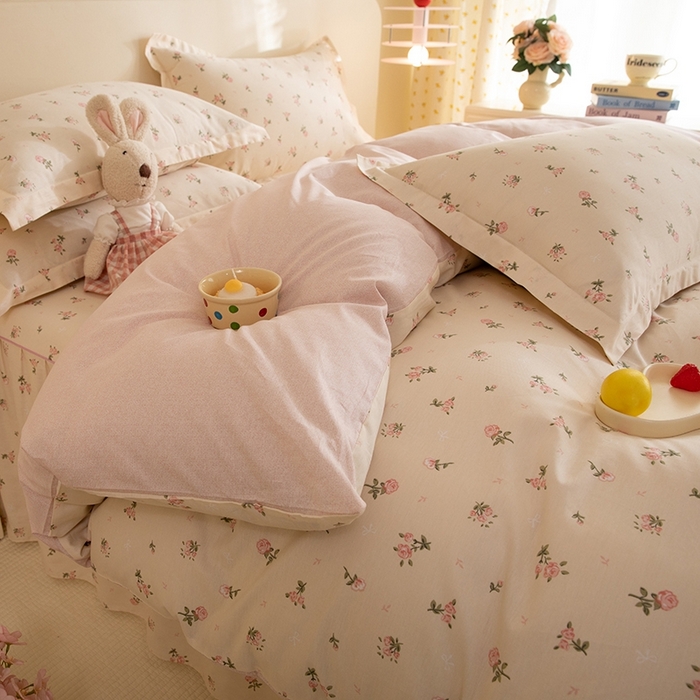 91家纺网 家纺一手货源 找家纺 八十八家纺 2025新款全棉12868床裙款四件套 语末花开