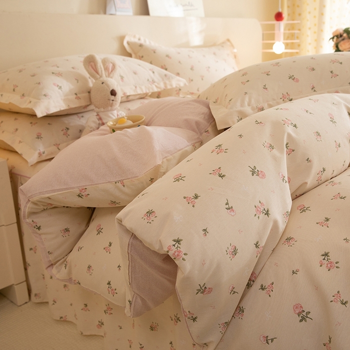 91家纺网 家纺一手货源 找家纺 八十八家纺 2025新款全棉12868床裙款四件套 语末花开