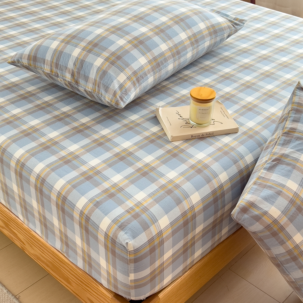 91家纺网 家纺一手货源 找家纺 女子家纺 2026新款A类全棉色织水洗棉四件套单品系列 简兮-蓝