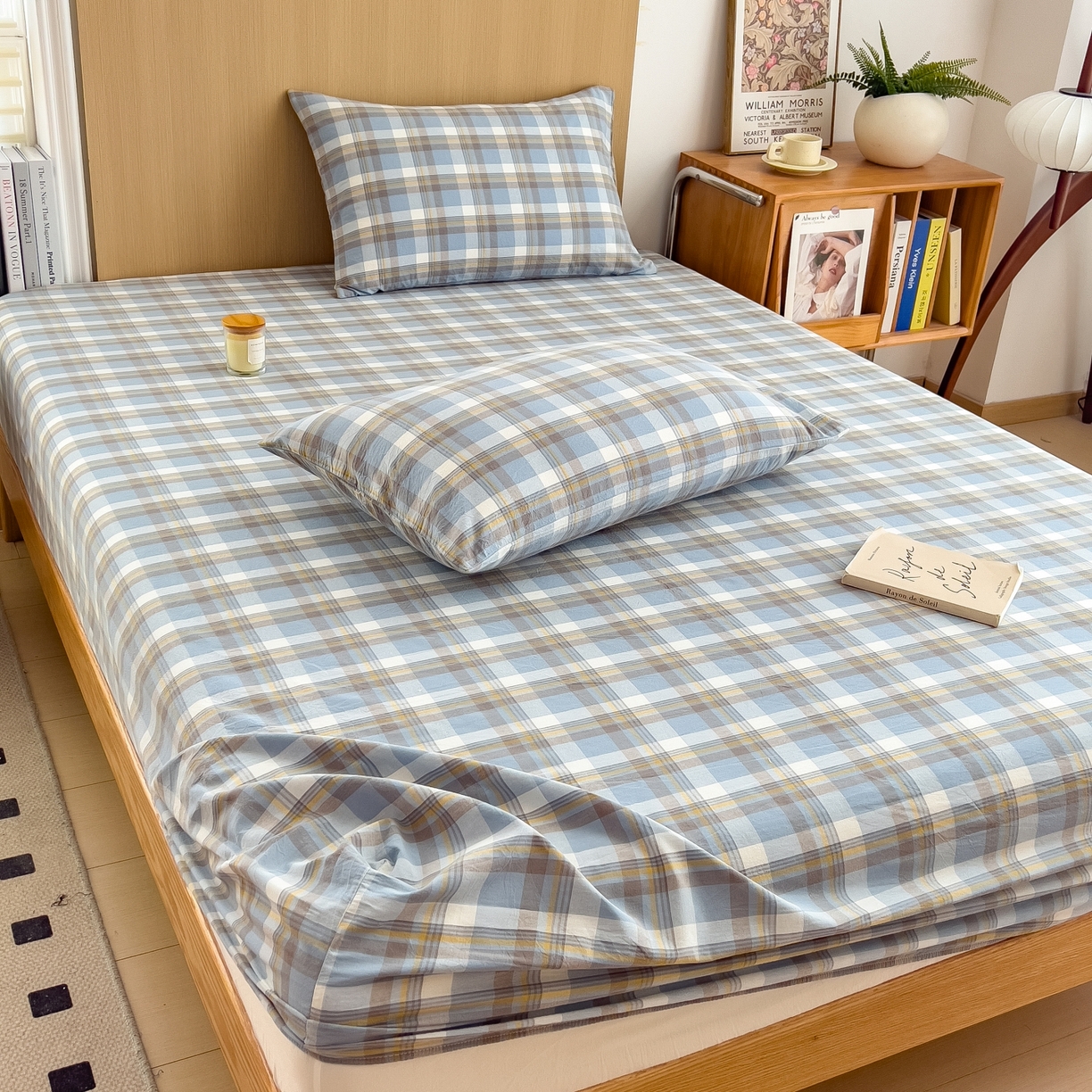 91家纺网 家纺一手货源 找家纺 女子家纺 2026新款A类全棉色织水洗棉四件套单品系列 简兮-蓝