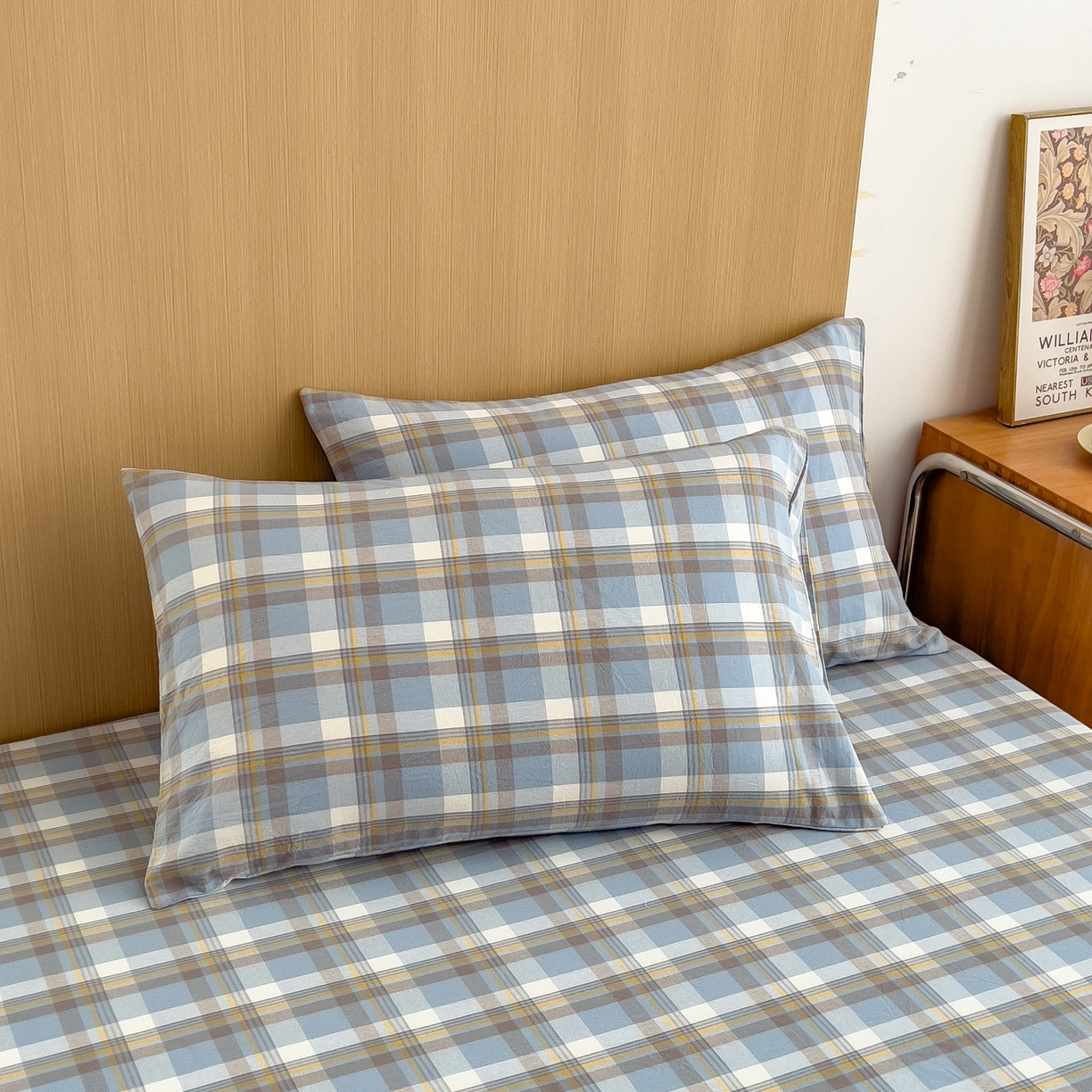 91家纺网 家纺一手货源 找家纺 女子家纺 2026新款A类全棉色织水洗棉四件套单品系列 简兮-蓝