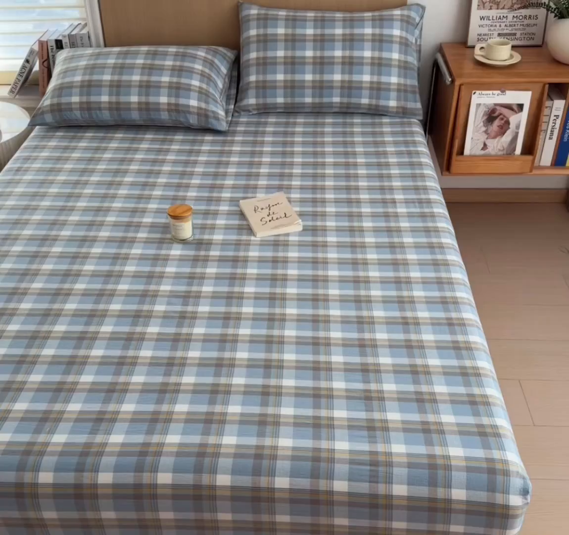 91家纺网 家纺一手货源 找家纺 女子家纺 2026新款A类全棉色织水洗棉四件套单品系列 简兮-蓝