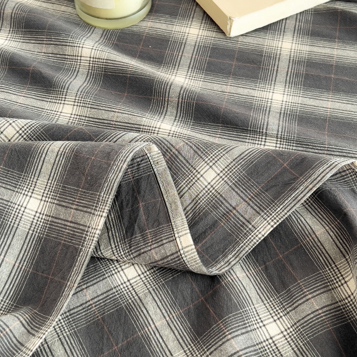 91家纺网 家纺一手货源 找家纺 女子家纺 2026新款A类全棉色织水洗棉四件套单品系列 午后时光-灰