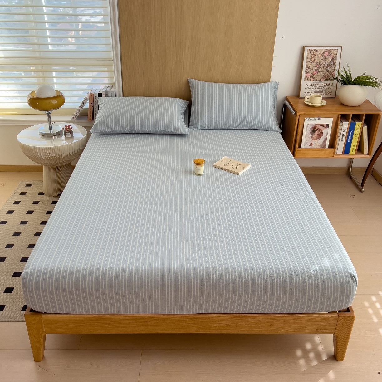 女子家纺 2026新款A类全棉色织水洗棉四件套单品系列 秋屿-蓝