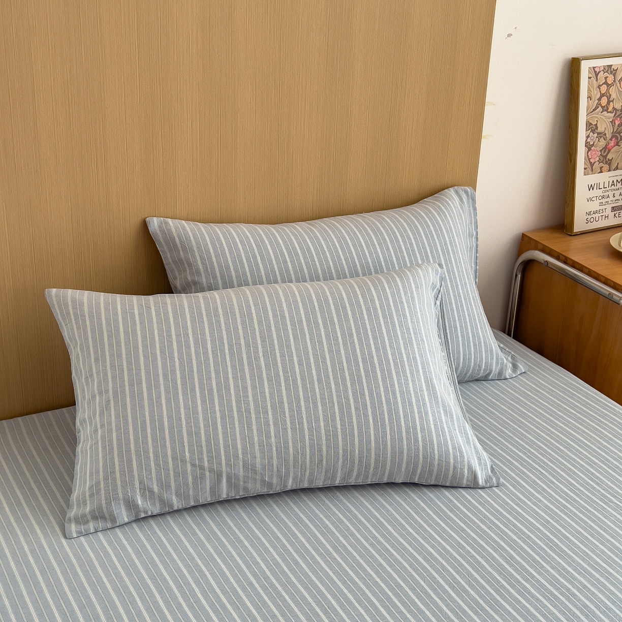 91家纺网 家纺一手货源 找家纺 女子家纺 2026新款A类全棉色织水洗棉四件套单品系列 秋屿-蓝