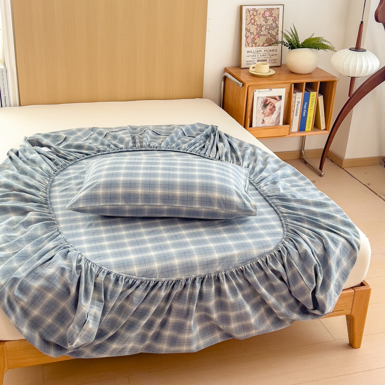 91家纺网 家纺一手货源 找家纺 女子家纺 2026新款A类全棉色织水洗棉四件套单品系列 午后时光-兰