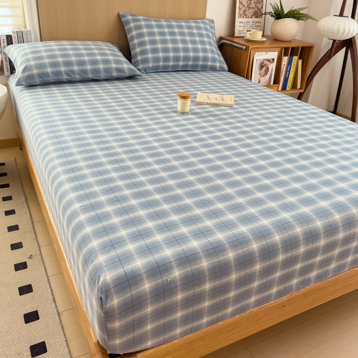 91家纺网 家纺一手货源 找家纺 女子家纺 2026新款A类全棉色织水洗棉四件套单品系列 午后时光-兰