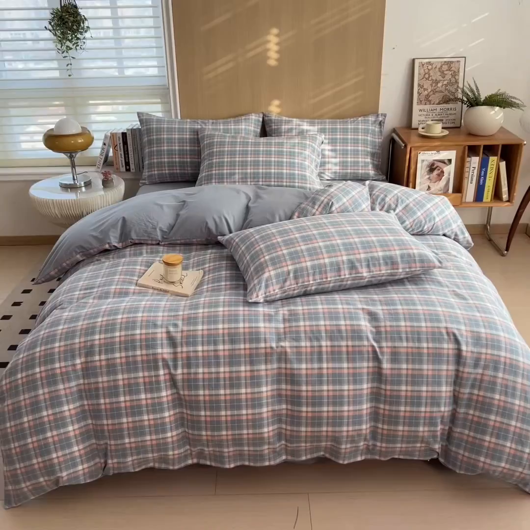 91家纺网 家纺一手货源 找家纺 女子家纺 2026新款A类全棉色织水洗棉四件套单品系列 洛林-兰