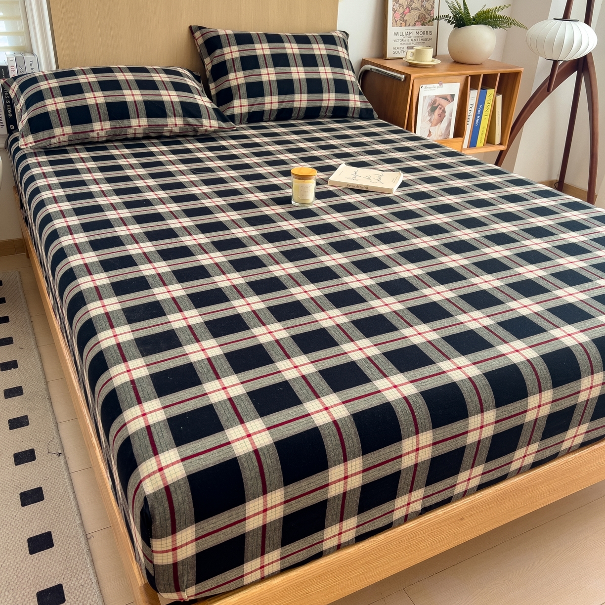 91家纺网 家纺一手货源 找家纺 女子家纺 2026新款A类全棉色织水洗棉四件套单品系列 富士草莓大格