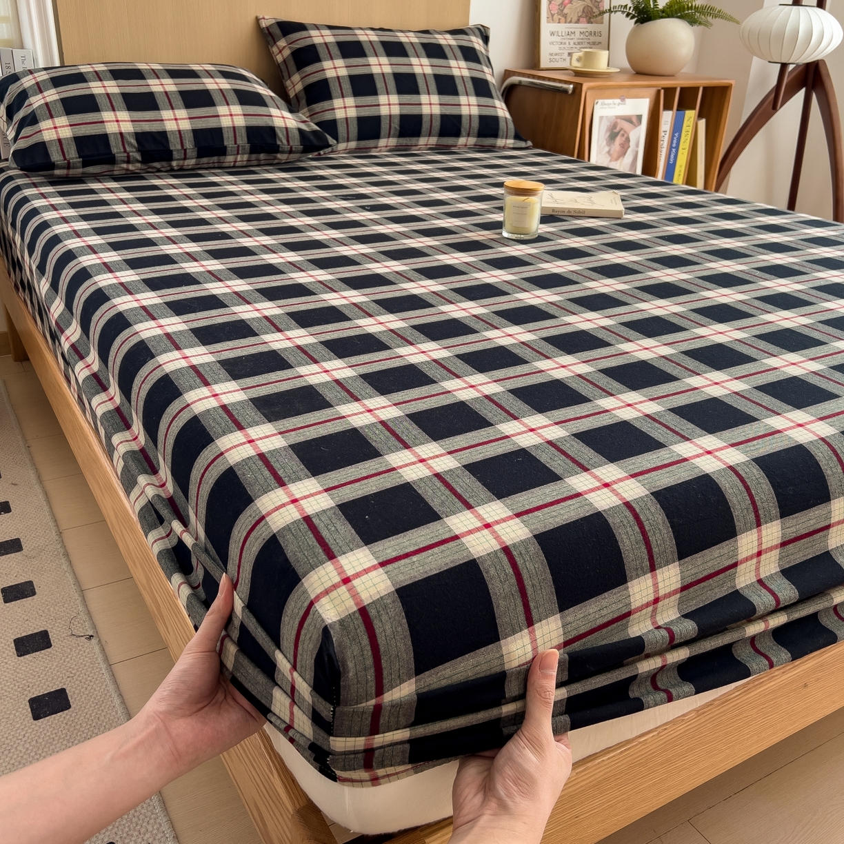 91家纺网 家纺一手货源 找家纺 女子家纺 2026新款A类全棉色织水洗棉四件套单品系列 富士草莓大格