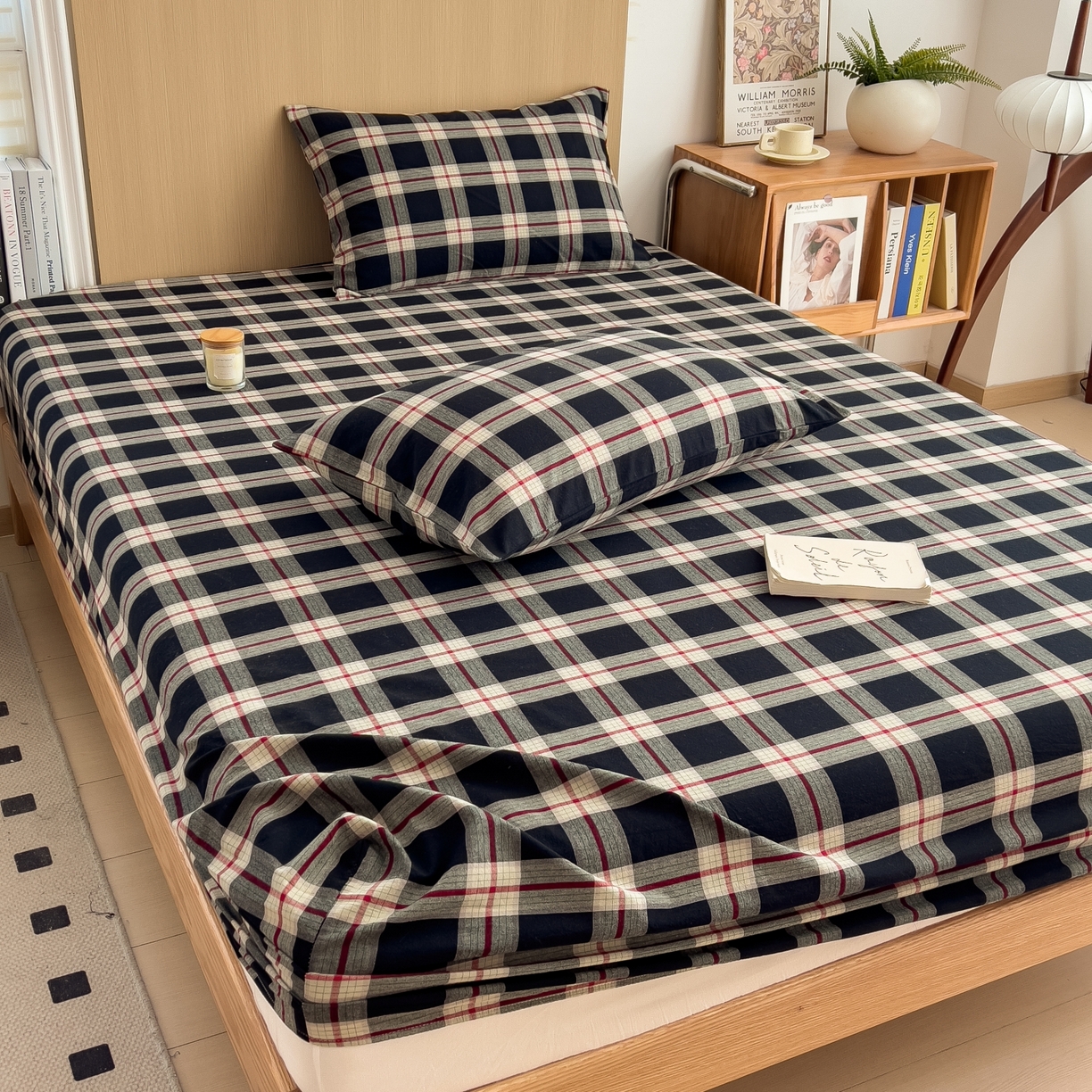 91家纺网 家纺一手货源 找家纺 女子家纺 2026新款A类全棉色织水洗棉四件套单品系列 富士草莓大格