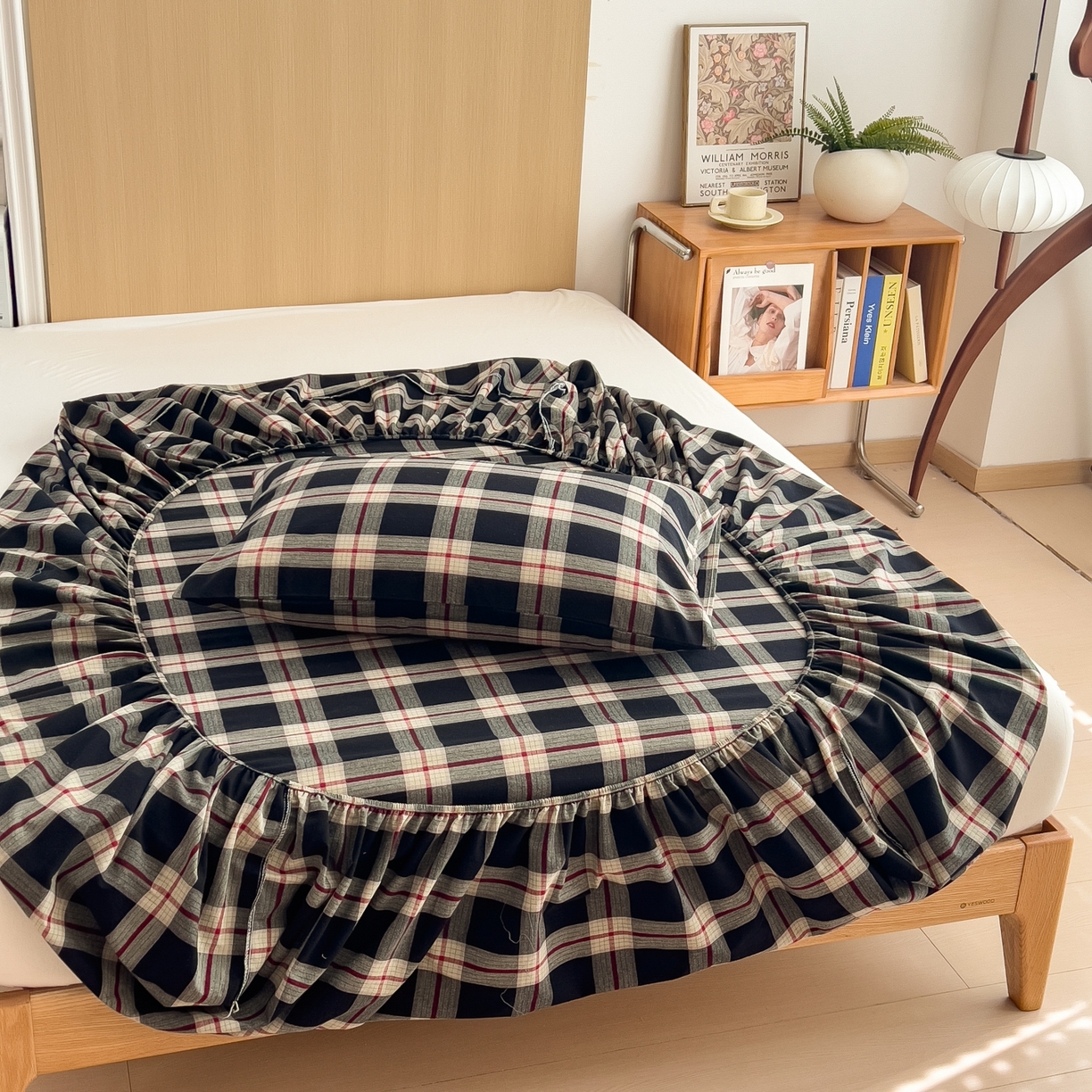 91家纺网 家纺一手货源 找家纺 女子家纺 2026新款A类全棉色织水洗棉四件套单品系列 富士草莓大格