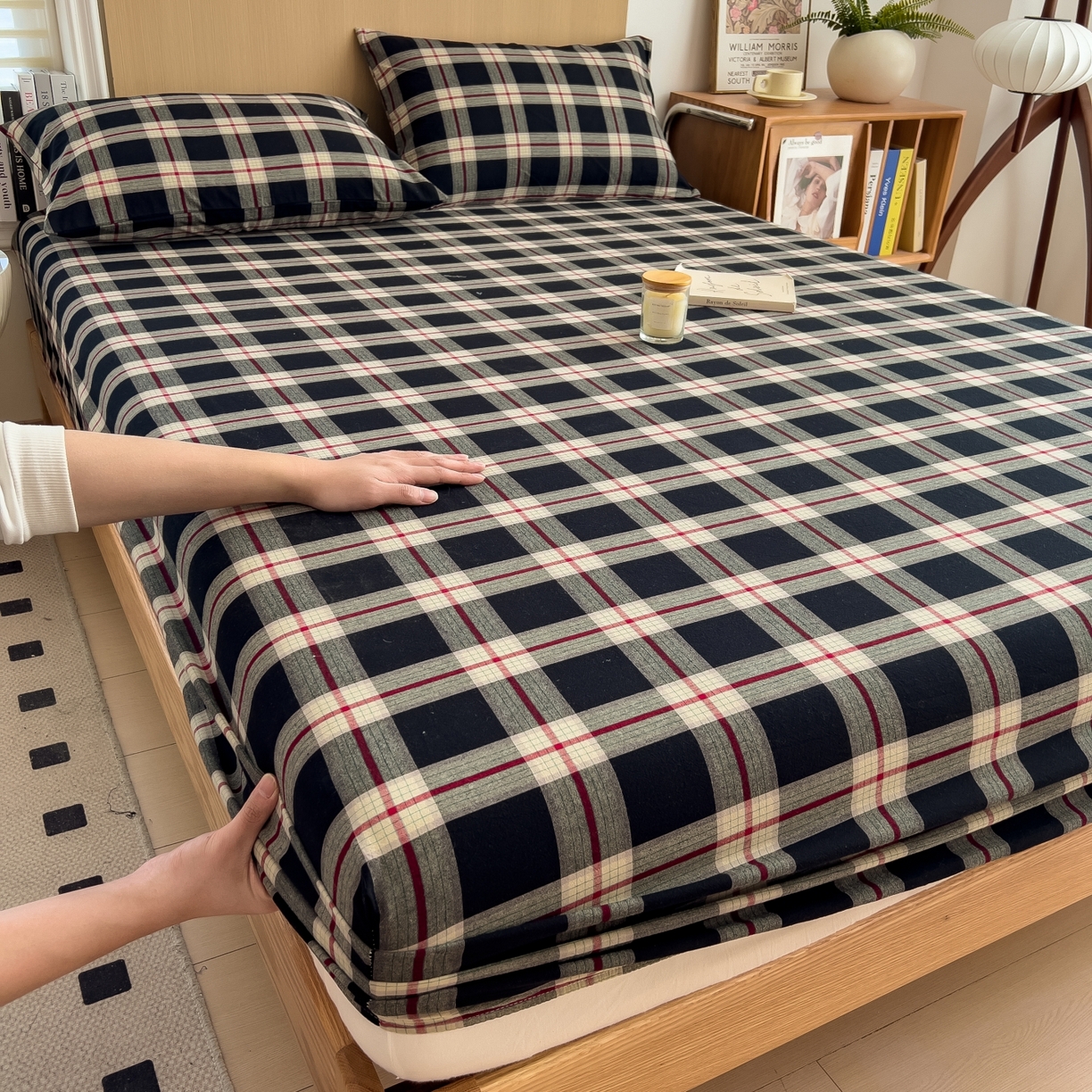 91家纺网 家纺一手货源 找家纺 女子家纺 2026新款A类全棉色织水洗棉四件套单品系列 富士草莓大格