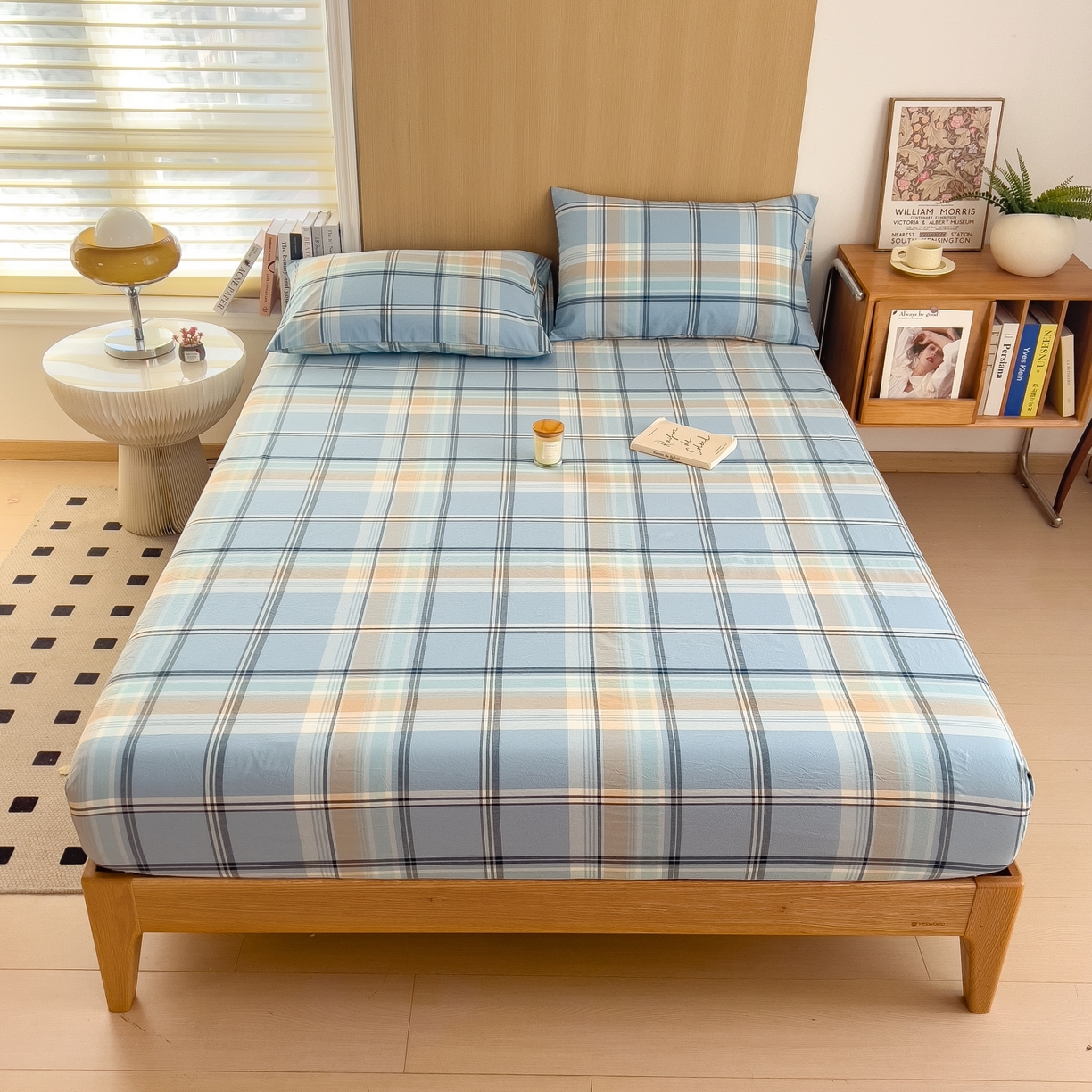 91家纺网 家纺一手货源 找家纺 女子家纺 2026新款A类全棉色织水洗棉四件套单品系列 烟雨-兰