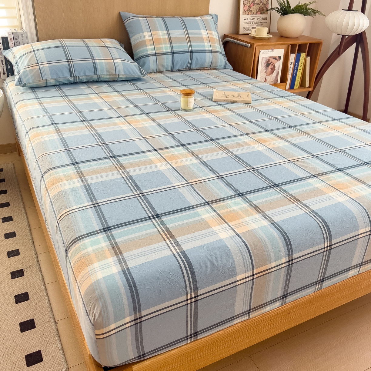 91家纺网 家纺一手货源 找家纺 女子家纺 2026新款A类全棉色织水洗棉四件套单品系列 烟雨-兰