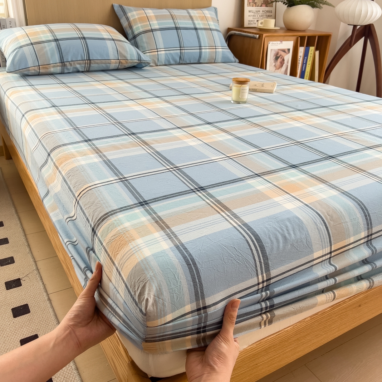 91家纺网 家纺一手货源 找家纺 女子家纺 2026新款A类全棉色织水洗棉四件套单品系列 烟雨-兰