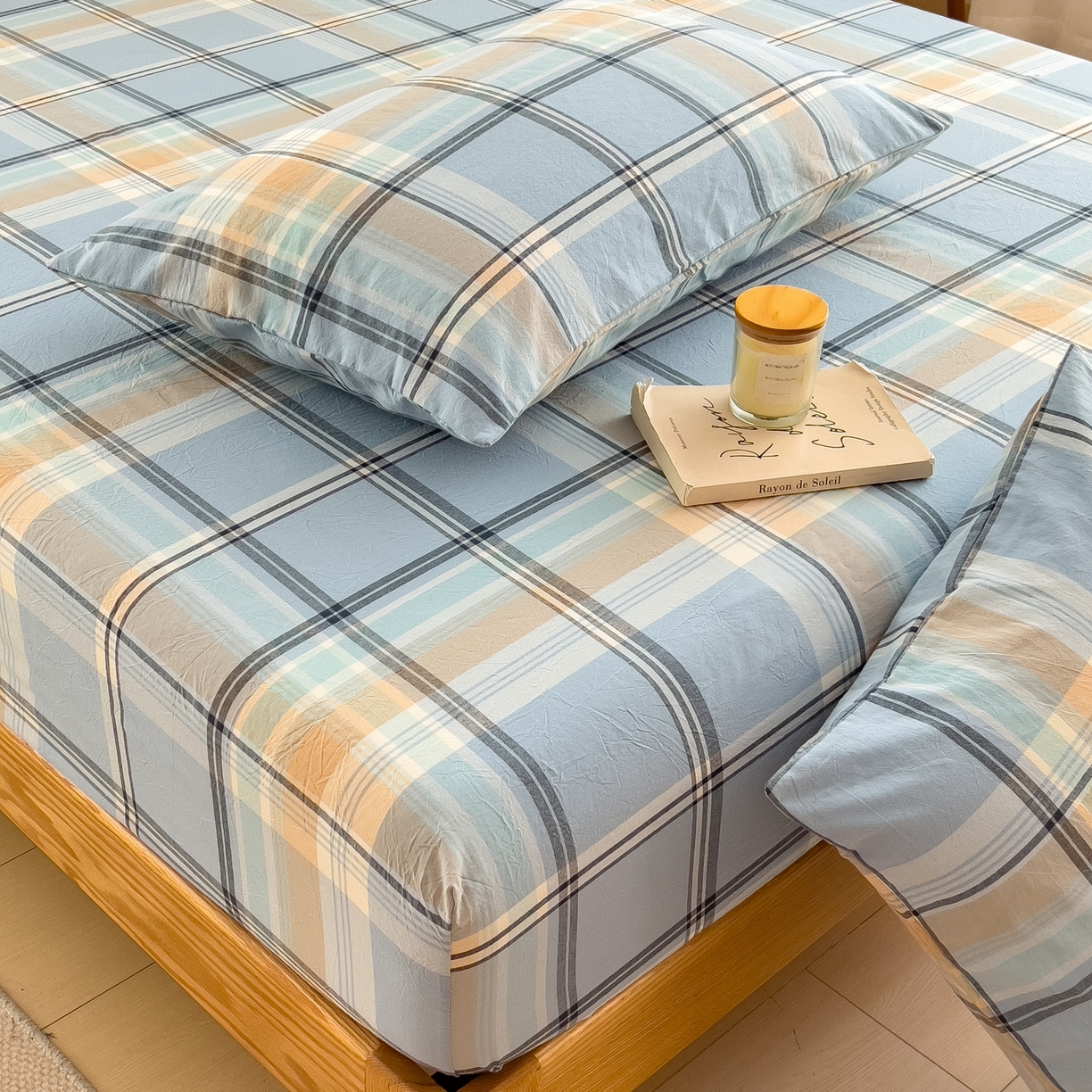 91家纺网 家纺一手货源 找家纺 女子家纺 2026新款A类全棉色织水洗棉四件套单品系列 烟雨-兰