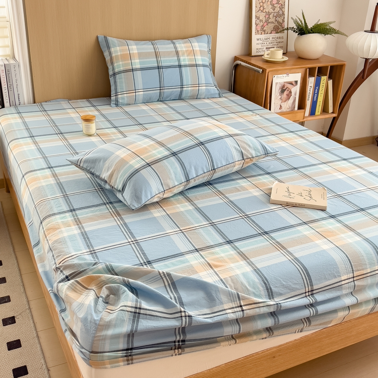 91家纺网 家纺一手货源 找家纺 女子家纺 2026新款A类全棉色织水洗棉四件套单品系列 烟雨-兰