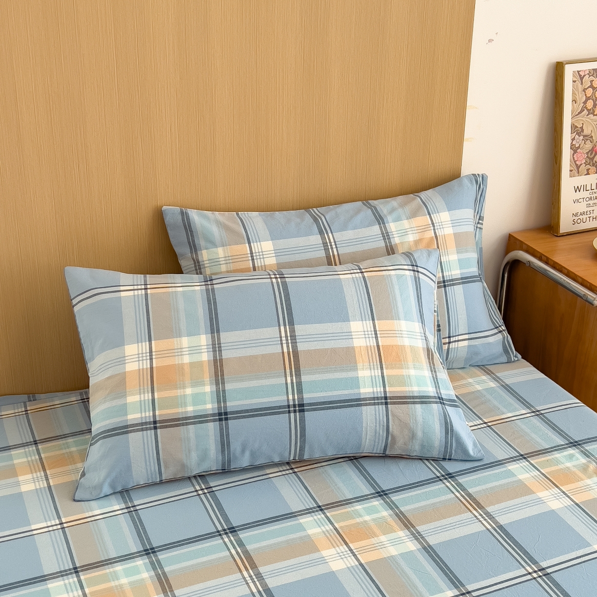 91家纺网 家纺一手货源 找家纺 女子家纺 2026新款A类全棉色织水洗棉四件套单品系列 烟雨-兰