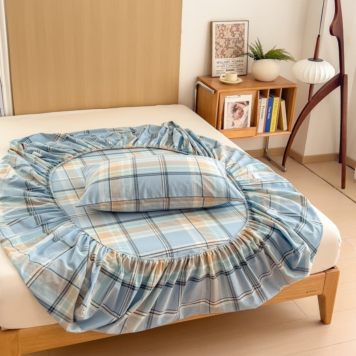 91家纺网 家纺一手货源 找家纺 女子家纺 2026新款A类全棉色织水洗棉四件套单品系列 烟雨-兰