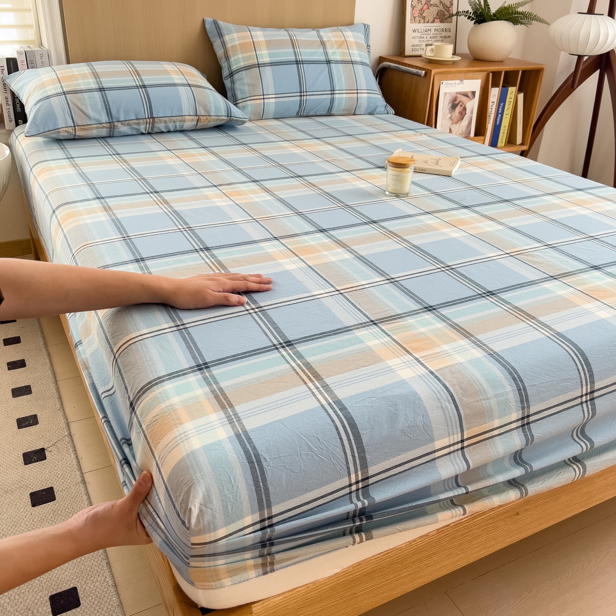 91家纺网 家纺一手货源 找家纺 女子家纺 2026新款A类全棉色织水洗棉四件套单品系列 烟雨-兰