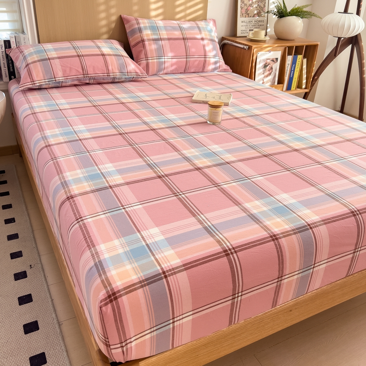 91家纺网 家纺一手货源 找家纺 女子家纺 2026新款A类全棉色织水洗棉四件套单品系列 烟雨-粉