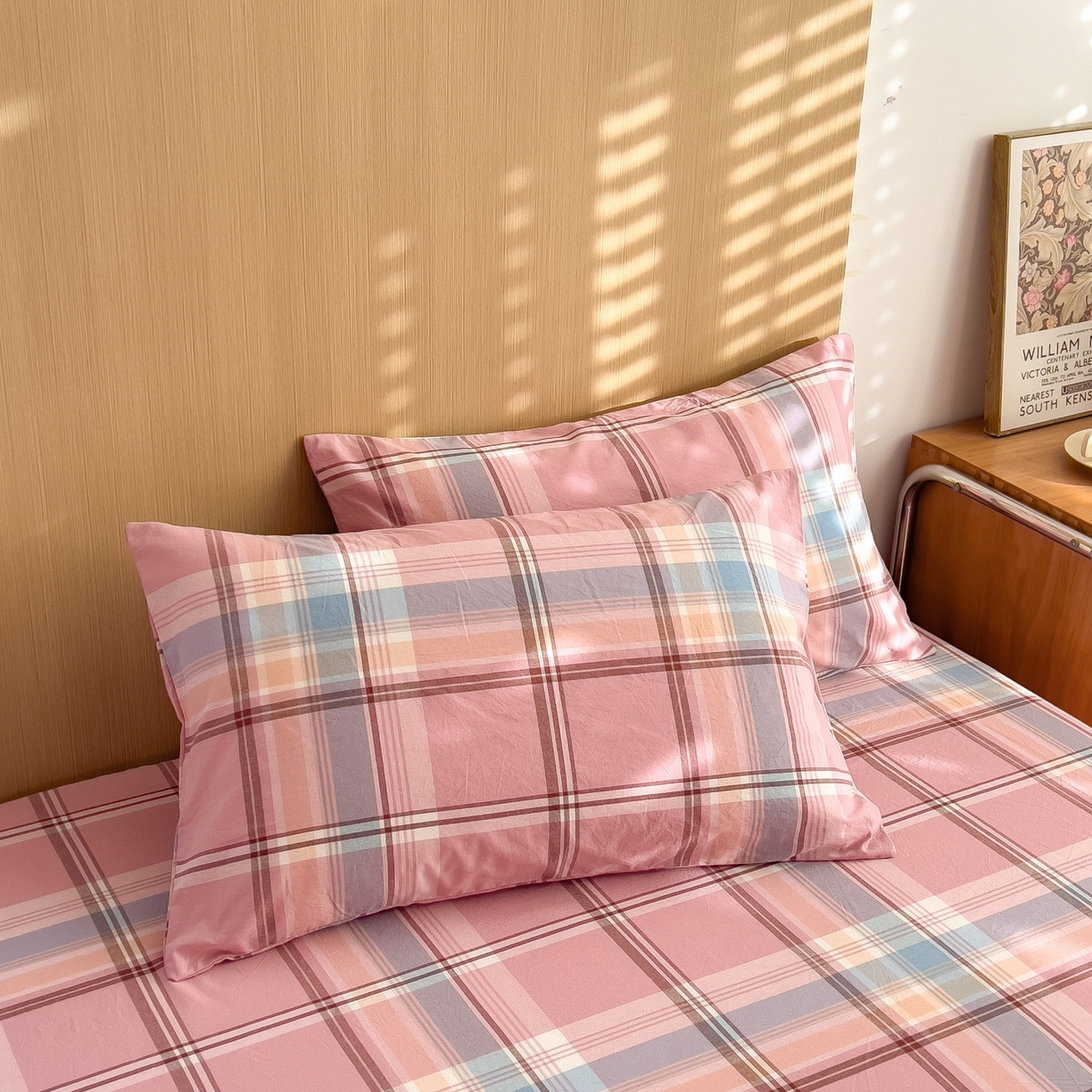 91家纺网 家纺一手货源 找家纺 女子家纺 2026新款A类全棉色织水洗棉四件套单品系列 烟雨-粉