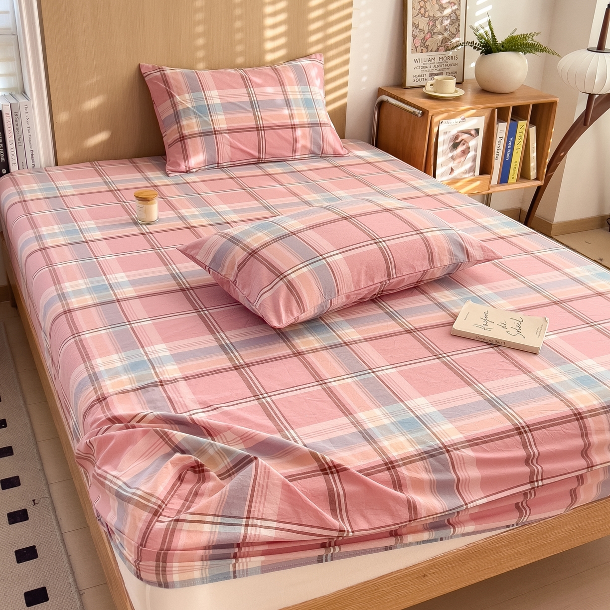 91家纺网 家纺一手货源 找家纺 女子家纺 2026新款A类全棉色织水洗棉四件套单品系列 烟雨-粉