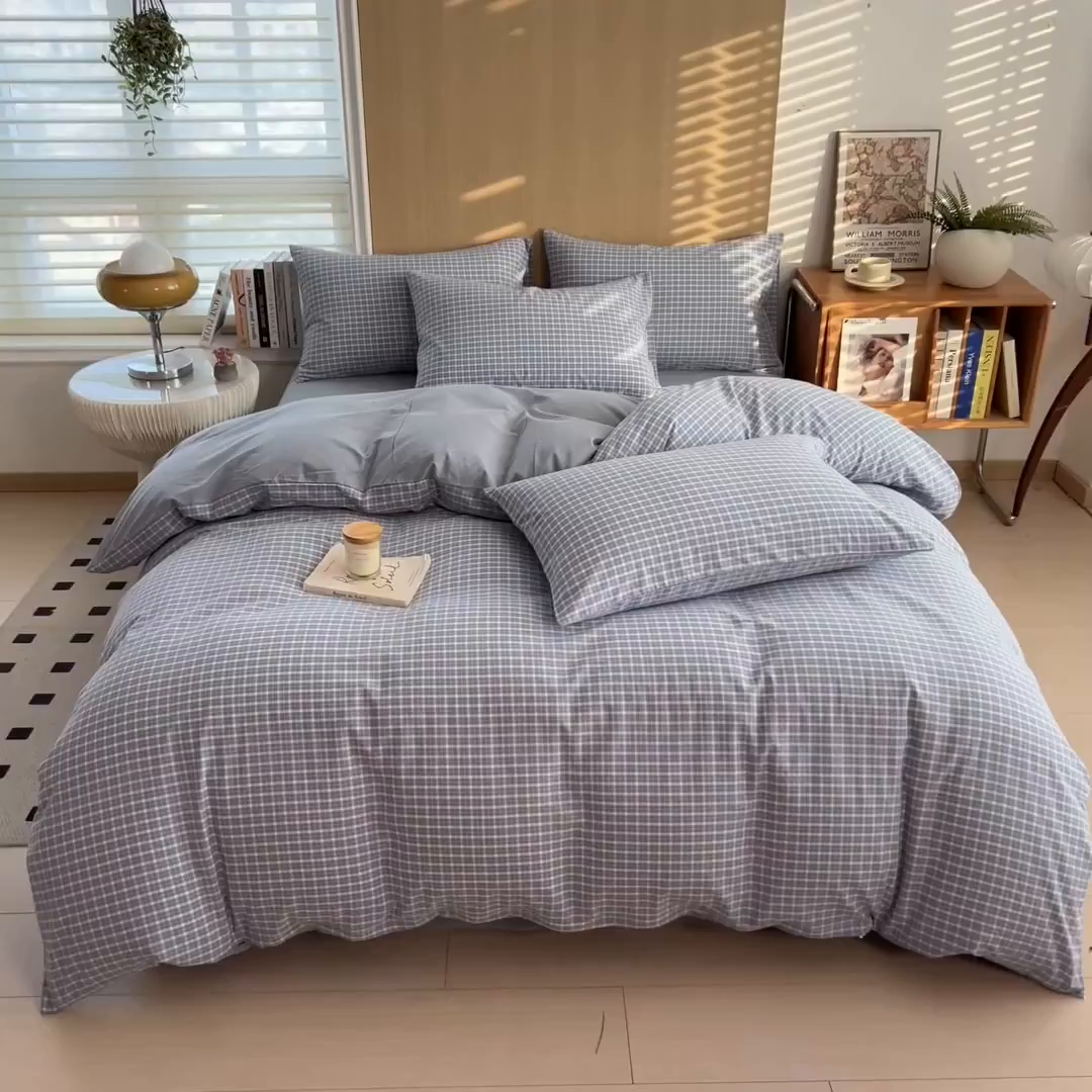 91家纺网 家纺一手货源 找家纺 女子家纺 2026新款A类全棉色织水洗棉四件套单品系列 云舒-兰